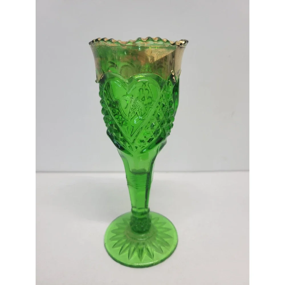 Antique Fair Memorabilia‎ Souvenir Green Trumpet Vase 1907 Emerald Glass